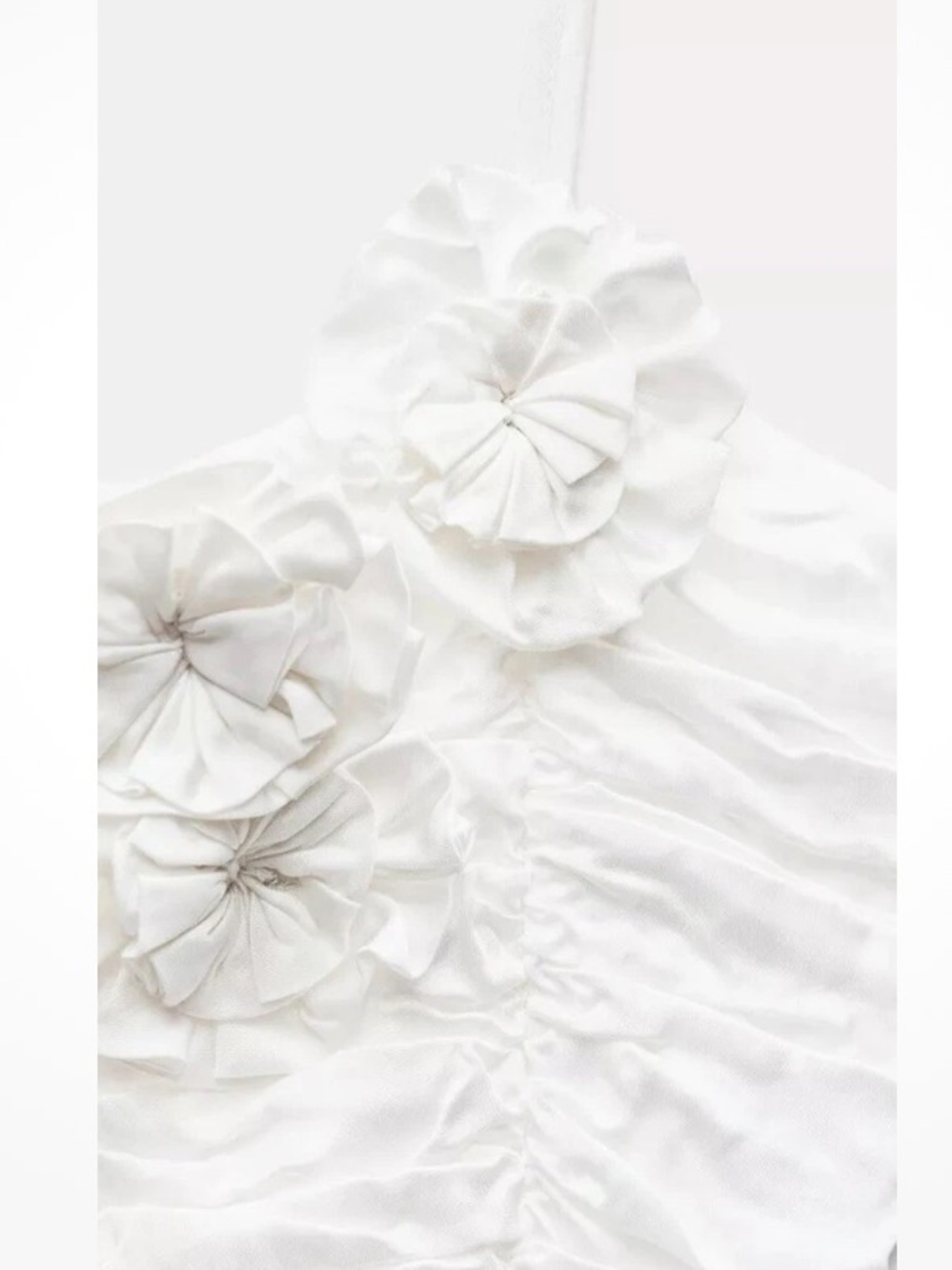 Zara White Ruched Rosette Satin Corset Top | Size M | NWT - Picture 3 of 13